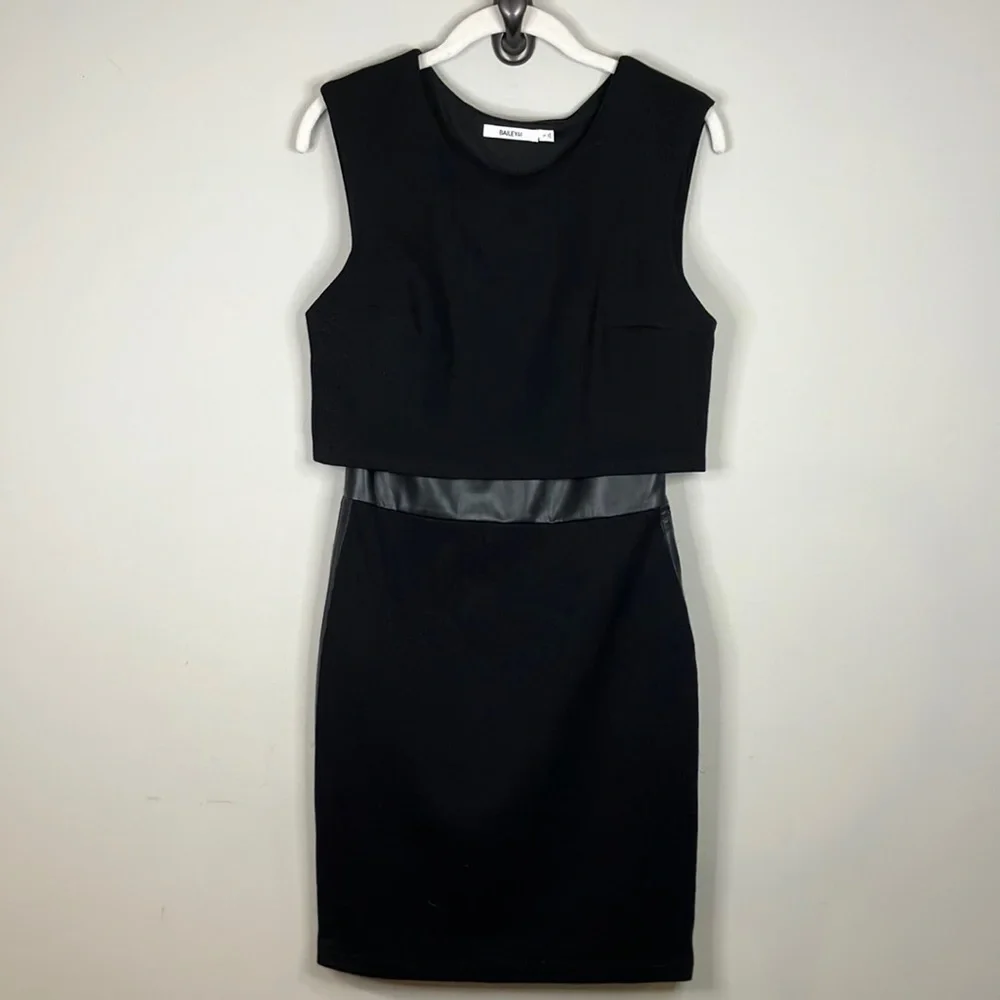 Bailey 44 little black dress with faux leather waist detail mesh back - Picture 2 of 13
